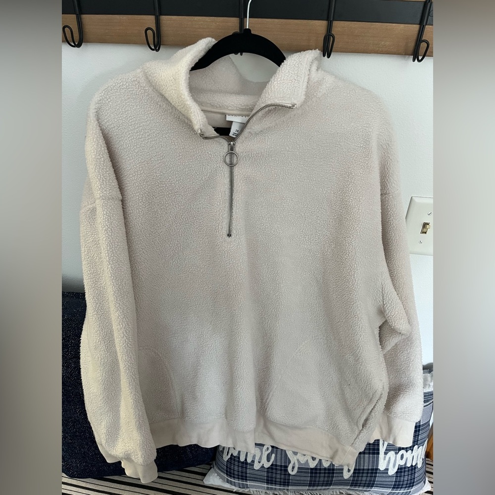 White (more cream) half zip up sweatshirt